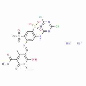 disodium 4-[[5-(aminocarbonyl)-1-ethyl-1,6-dihydro-2-hydroxy-4-methyl-6-oxo-3-pyridyl]azo]-6-[(4,6-dichloro-1,3,5-triazin-2-yl)amino]benzene-1,3-disulphonate CAS#70865-29-1